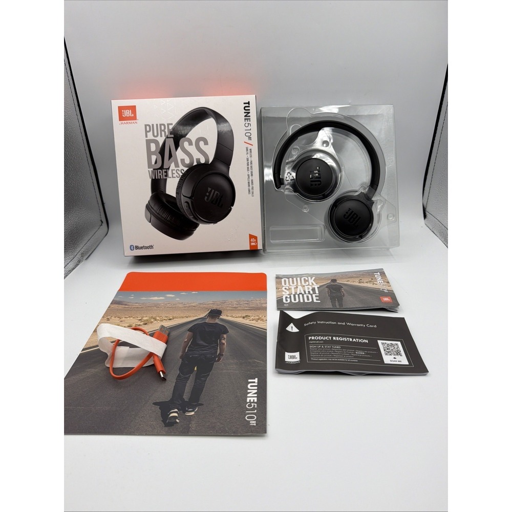 JBL Tune 510BT Wireless On-Ear Headphones Purebass Sound Handsfree calls- Black